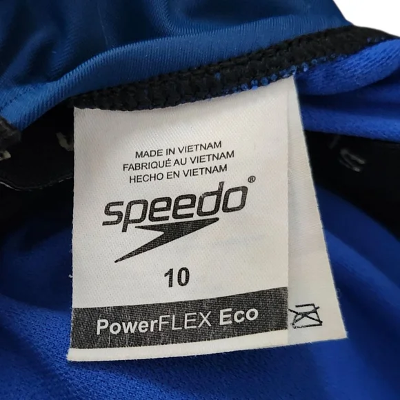 Women's Speedo PowerFLEX Eco Swimsuit Size 10 Black and Blue - Picture 5 of 5